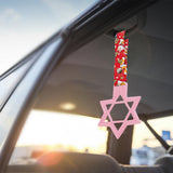 6-STAR JDM Tsurikawa Drift Subway Train Bus Handle – Universal Car Interior Hanging Charm, Pink Ring & Bosozoku Red Dogs Pattern Retro Nylon Strap X1