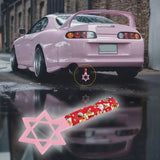 6-STAR JDM Tsurikawa Drift Subway Train Bus Handle – Universal Car Interior Hanging Charm, Pink Ring & Bosozoku Red Dogs Pattern Retro Nylon Strap X1