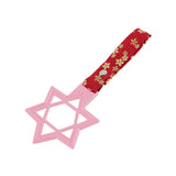 6-STAR JDM Tsurikawa Drift Subway Train Bus Handle – Universal Car Interior Hanging Charm, Pink Ring & Bosozoku Red Flowers Pattern Retro Nylon Strap X1
