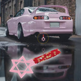 6-STAR JDM Tsurikawa Drift Subway Train Bus Handle – Universal Car Interior Hanging Charm, Pink Ring & Bosozoku Red Flowers Pattern Retro Nylon Strap X1