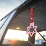 6-STAR JDM Tsurikawa Drift Subway Train Bus Handle – Universal Car Interior Hanging Charm, Pink Ring & Bosozoku Red Clouds Pattern Retro Nylon Strap X1