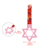 6-STAR JDM Tsurikawa Drift Subway Train Bus Handle – Universal Car Interior Hanging Charm, Pink Ring & Bosozoku Red Waves Pattern Retro Nylon Strap X1