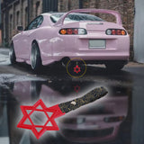 6-STAR JDM Tsurikawa Drift Subway Train Bus Handle – Universal Car Interior Hanging Charm, Red Ring & Bosozoku Black Clouds Pattern Retro Nylon Strap X1