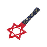 6-STAR JDM Tsurikawa Drift Subway Train Bus Handle – Universal Car Interior Hanging Charm, Red Ring & Bosozoku Blue Flowers Pattern Retro Nylon Strap X1