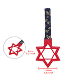 6-STAR JDM Tsurikawa Drift Subway Train Bus Handle – Universal Car Interior Hanging Charm, Red Ring & Bosozoku Blue Flowers Pattern Retro Nylon Strap X1