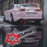 6-STAR JDM Tsurikawa Drift Subway Train Bus Handle – Universal Car Interior Hanging Charm, Red Ring & Bosozoku Blue Flowers Pattern Retro Nylon Strap X1