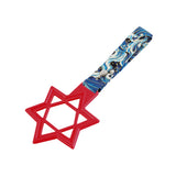 6-STAR JDM Tsurikawa Drift Subway Train Bus Handle – Universal Car Interior Hanging Charm, Red Ring & Bosozoku Blue Waves Pattern Retro Nylon Strap X1