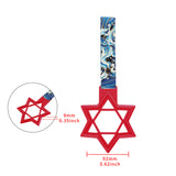 6-STAR JDM Tsurikawa Drift Subway Train Bus Handle – Universal Car Interior Hanging Charm, Red Ring & Bosozoku Blue Waves Pattern Retro Nylon Strap X1