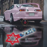 6-STAR JDM Tsurikawa Drift Subway Train Bus Handle – Universal Car Interior Hanging Charm, Red Ring & Bosozoku Blue Waves Pattern Retro Nylon Strap X1
