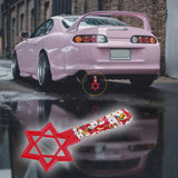 6-STAR JDM Tsurikawa Drift Subway Train Bus Handle – Universal Car Interior Hanging Charm, Red Ring & Bosozoku Red Cats Pattern Retro Nylon Strap X1