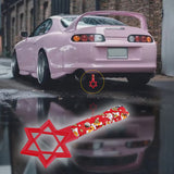 6-STAR JDM Tsurikawa Drift Subway Train Bus Handle – Universal Car Interior Hanging Charm, Red Ring & Bosozoku Red Dogs Pattern Retro Nylon Strap X1