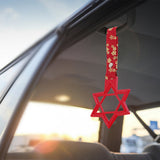 6-STAR JDM Tsurikawa Drift Subway Train Bus Handle – Universal Car Interior Hanging Charm, Red Ring & Bosozoku Red Flowers Pattern Retro Nylon Strap X1