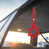 6-STAR JDM Tsurikawa Drift Subway Train Bus Handle – Universal Car Interior Hanging Charm, Red Ring & Bosozoku Red Clouds Pattern Retro Nylon Strap X1