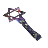6-STAR JDM Tsurikawa Drift Subway Train Bus Handle – Universal Car Interior Hanging Charm, Galaxy Ring & Bosozoku Blue Flowers Pattern Retro Nylon Strap X1