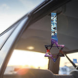 6-STAR JDM Tsurikawa Drift Subway Train Bus Handle – Universal Car Interior Hanging Charm, Galaxy Ring & Bosozoku Blue Waves Pattern Retro Nylon Strap X1