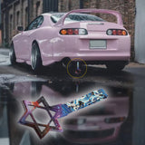 6-STAR JDM Tsurikawa Drift Subway Train Bus Handle – Universal Car Interior Hanging Charm, Galaxy Ring & Bosozoku Blue Waves Pattern Retro Nylon Strap X1