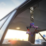 6-STAR JDM Tsurikawa Drift Subway Train Bus Handle – Universal Car Interior Hanging Charm, Galaxy Ring & Bosozoku Green Waves Pattern Retro Nylon Strap X1