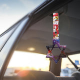 6-STAR JDM Tsurikawa Drift Subway Train Bus Handle – Universal Car Interior Hanging Charm, Galaxy Ring & Bosozoku Red Cats Pattern Retro Nylon Strap X1