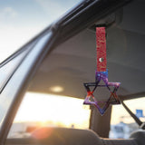 6-STAR JDM Tsurikawa Drift Subway Train Bus Handle – Universal Car Interior Hanging Charm, Galaxy Ring & Bosozoku Red Clouds Pattern Retro Nylon Strap X1