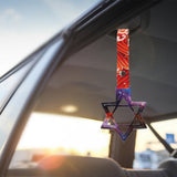 6-STAR JDM Tsurikawa Drift Subway Train Bus Handle – Universal Car Interior Hanging Charm, Galaxy Ring & Bosozoku Red Waves Pattern Retro Nylon Strap X1