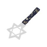 6-STAR JDM Tsurikawa Drift Subway Train Bus Handle – Universal Car Interior Hanging Charm, White Ring & Bosozoku Blue Flowers Pattern Retro Nylon Strap X1