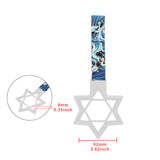 6-STAR JDM Tsurikawa Drift Subway Train Bus Handle – Universal Car Interior Hanging Charm, White Ring & Bosozoku Blue Waves Pattern Retro Nylon Strap X1