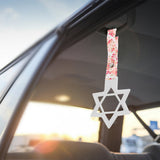6-STAR JDM Tsurikawa Drift Subway Train Bus Handle – Universal Car Interior Hanging Charm, White Ring & Bosozoku Pink Flowers Pattern Retro Nylon Strap X1