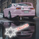 6-STAR JDM Tsurikawa Drift Subway Train Bus Handle – Universal Car Interior Hanging Charm, White Ring & Bosozoku Pink Flowers Pattern Retro Nylon Strap X1