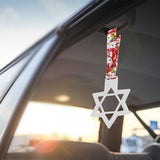 6-STAR JDM Tsurikawa Drift Subway Train Bus Handle – Universal Car Interior Hanging Charm, White Ring & Bosozoku Red Cats Pattern Retro Nylon Strap X1