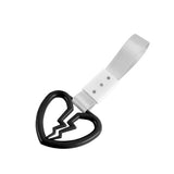 Broken Heart JDM Tsurikawa Drift Subway Train Bus Handle Strap – Universal Car Interior Hanging Charm, Silver Nylon X2