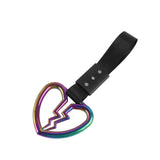 Broken Heart JDM Tsurikawa Drift Subway Train Bus Handle Strap – Universal Car Interior Hanging Charm, Black Nylon X2