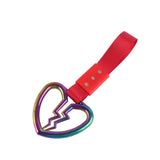 Broken Heart JDM Tsurikawa Drift Subway Train Bus Handle Strap – Universal Car Interior Hanging Charm, Red Nylon X2