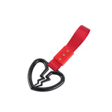 Broken Heart JDM Tsurikawa Drift Subway Train Bus Handle Strap – Universal Car Interior Hanging Charm, Red Nylon X2