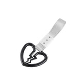 Broken Heart JDM Tsurikawa Drift Subway Train Bus Handle Strap – Universal Car Interior Hanging Charm, Silver Nylon X2