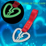 Broken Heart JDM Tsurikawa Drift Subway Train Bus Handle Strap – Universal Car Interior Hanging Charm, Red Nylon X2