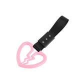 Broken Heart JDM Tsurikawa Drift Subway Train Bus Handle Strap – Universal Car Interior Hanging Charm, Black Nylon X2