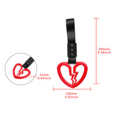 Broken Heart JDM Tsurikawa Drift Subway Train Bus Handle Strap – Universal Car Interior Hanging Charm, Black Nylon X2