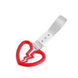 Broken Heart JDM Tsurikawa Drift Subway Train Bus Handle Strap – Universal Car Interior Hanging Charm, Silver Nylon X2
