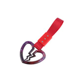 Broken Heart JDM Tsurikawa Drift Subway Train Bus Handle Strap – Universal Car Interior Hanging Charm, Red Nylon X2