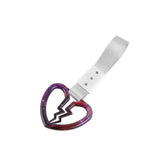 Broken Heart JDM Tsurikawa Drift Subway Train Bus Handle Strap – Universal Car Interior Hanging Charm, Silver Nylon X2