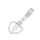Broken Heart JDM Tsurikawa Drift Subway Train Bus Handle Strap – Universal Car Interior Hanging Charm, Silver Nylon X2