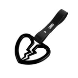 Broken Heart JDM Tsurikawa Drift Subway Train Bus Handle Strap – Universal Car Interior Hanging Charm, Black PVC X1