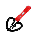 Broken Heart JDM Tsurikawa Drift Subway Train Bus Handle Strap – Universal Car Interior Hanging Charm, Red PVC X2