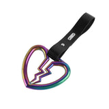 Broken Heart JDM Tsurikawa Drift Subway Train Bus Handle Strap – Universal Car Interior Hanging Charm, Black PVC X1