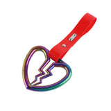 Broken Heart JDM Tsurikawa Drift Subway Train Bus Handle Strap – Universal Car Interior Hanging Charm, Red PVC X2
