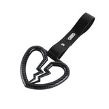 Broken Heart JDM Tsurikawa Drift Subway Train Bus Handle Strap – Universal Car Interior Hanging Charm, Black PVC X1