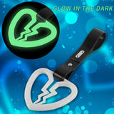 Broken Heart JDM Tsurikawa Drift Subway Train Bus Handle Strap – Universal Car Interior Hanging Charm, Black PVC X1