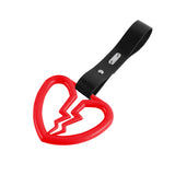 Broken Heart JDM Tsurikawa Drift Subway Train Bus Handle Strap – Universal Car Interior Hanging Charm, Black PVC X1
