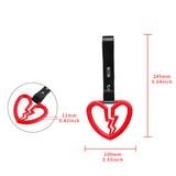 Broken Heart JDM Tsurikawa Drift Subway Train Bus Handle Strap – Universal Car Interior Hanging Charm, Black PVC X1