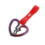 Broken Heart JDM Tsurikawa Drift Subway Train Bus Handle Strap – Universal Car Interior Hanging Charm, Red PVC X1
